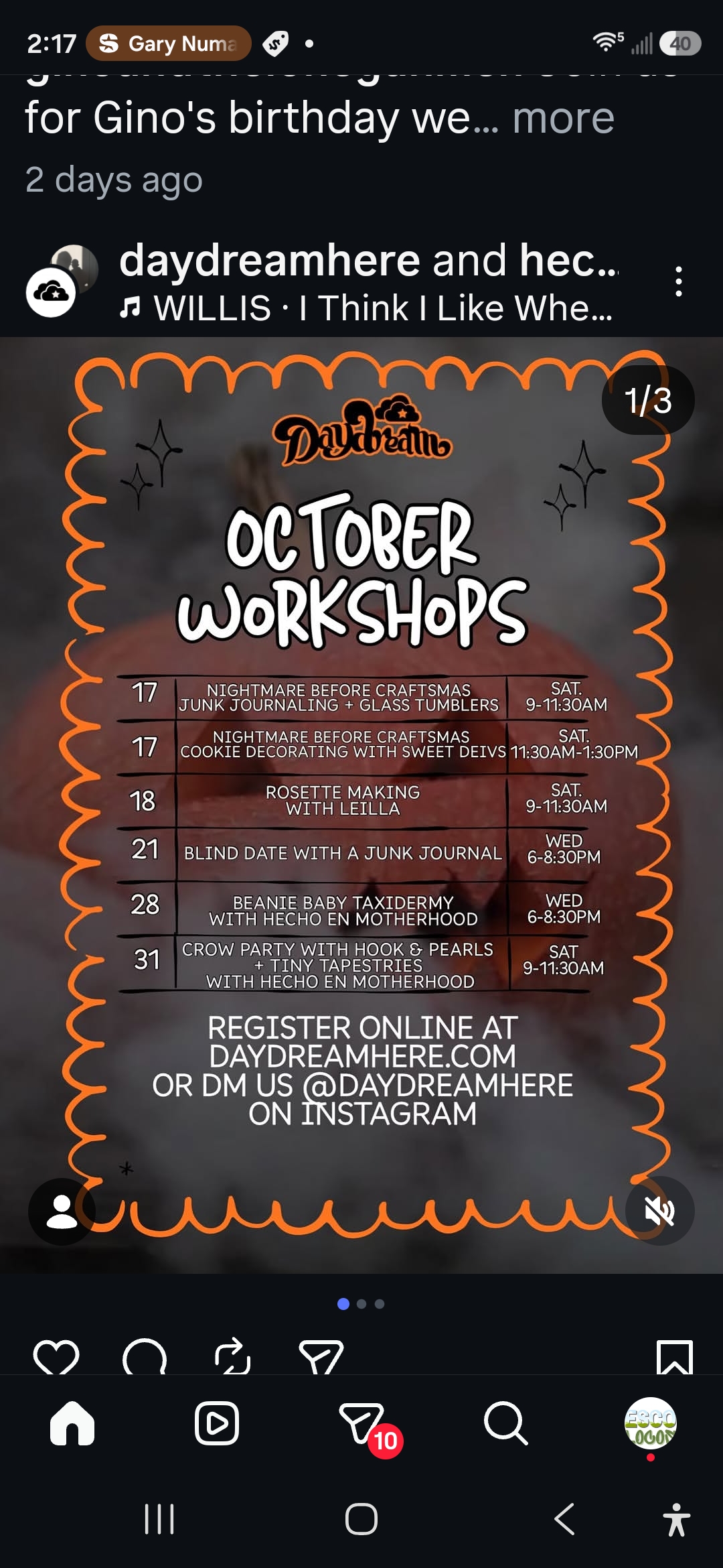 Flyer for Crow Party and Tiny Tapestries Workshop