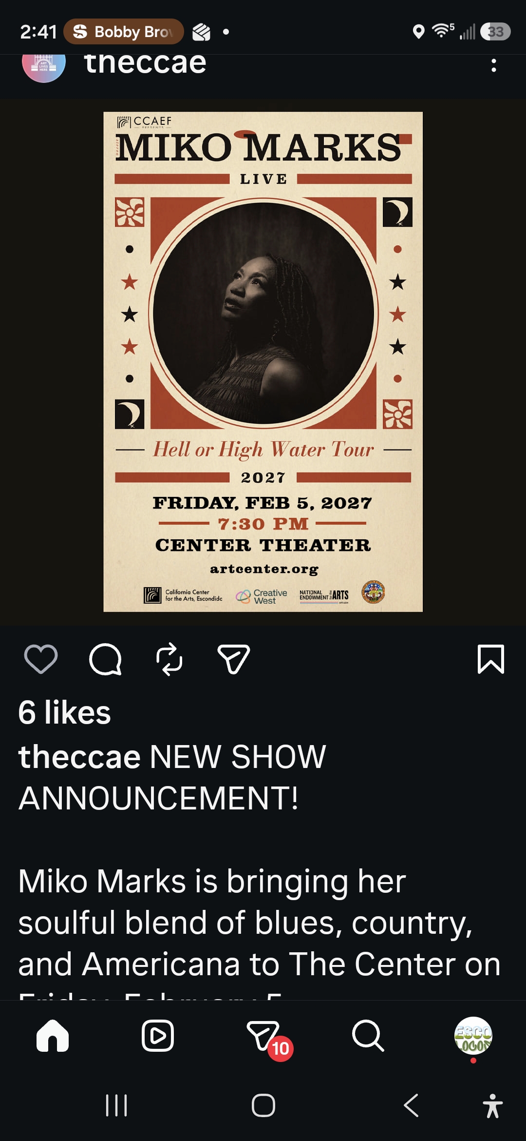 Flyer for Miko Marks Live — Hell or High Water Tour