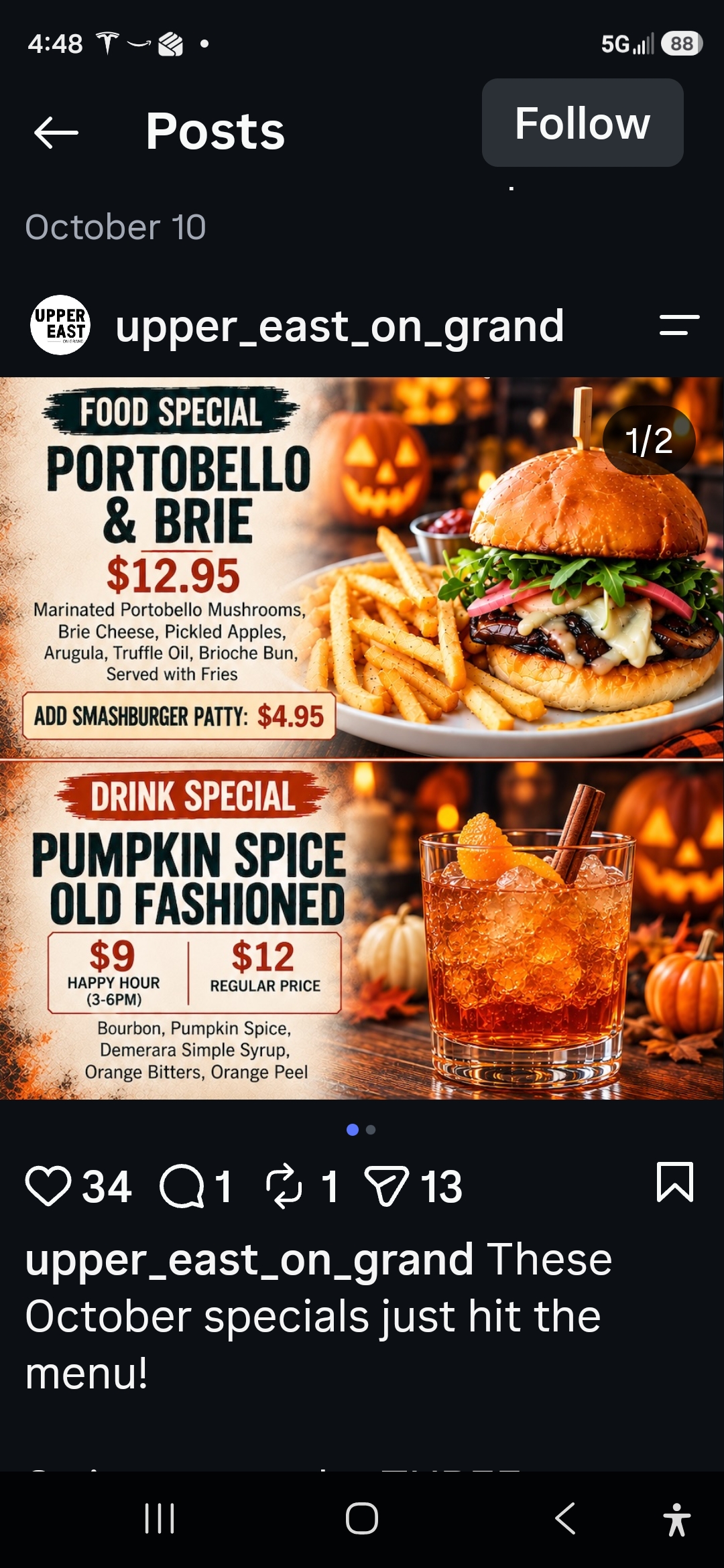 Volante de Pumpkin Spice Old Fashioned Happy Hour