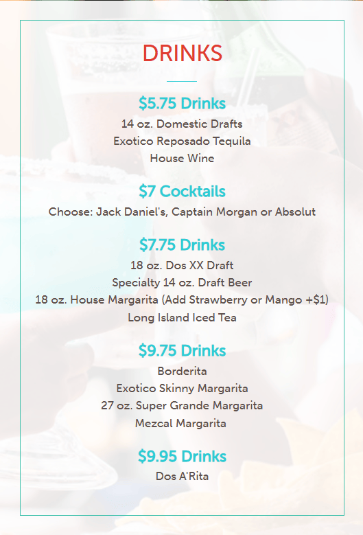 Flyer for Happy Hour – On the Border