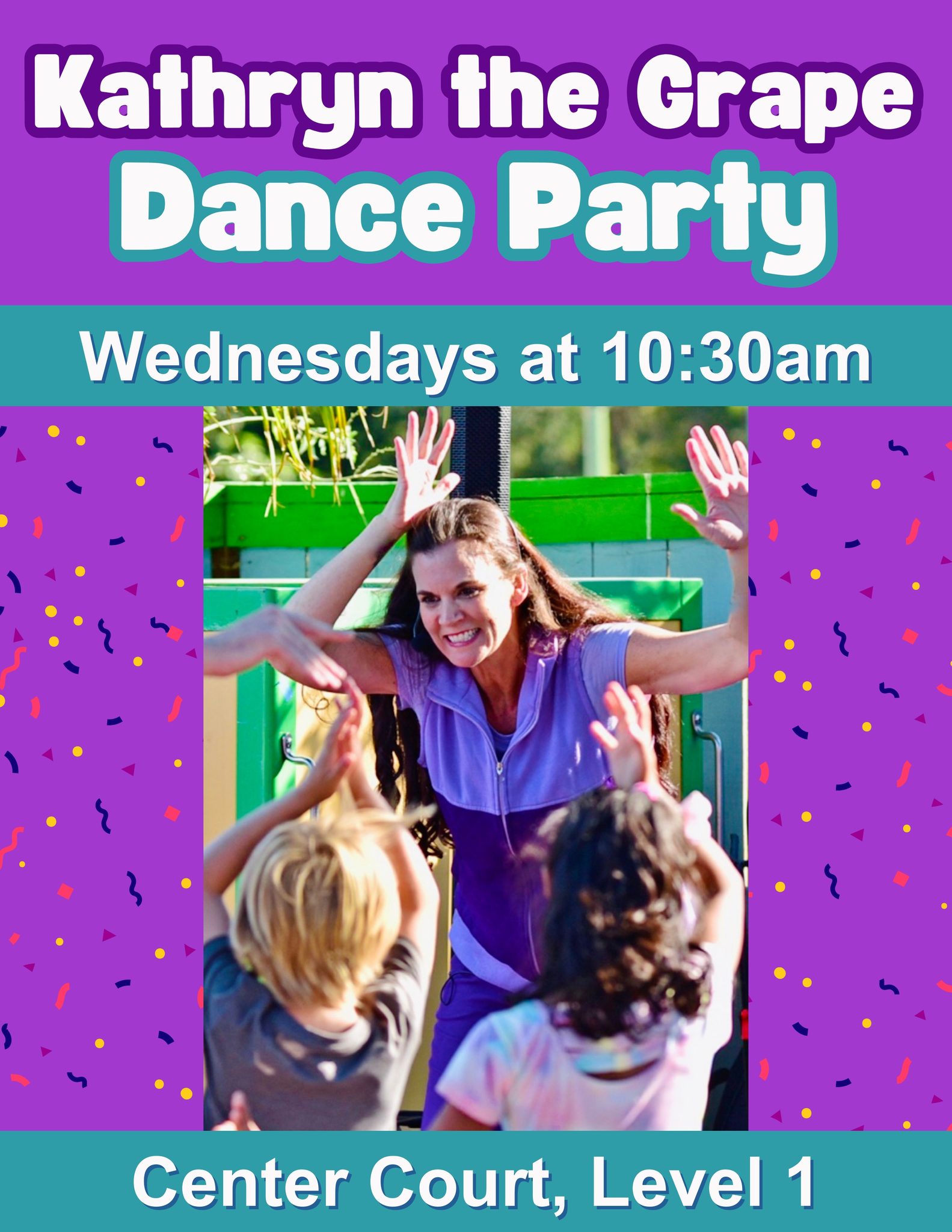 Flyer for Kathryn The Grape x Dance Party North County Mall