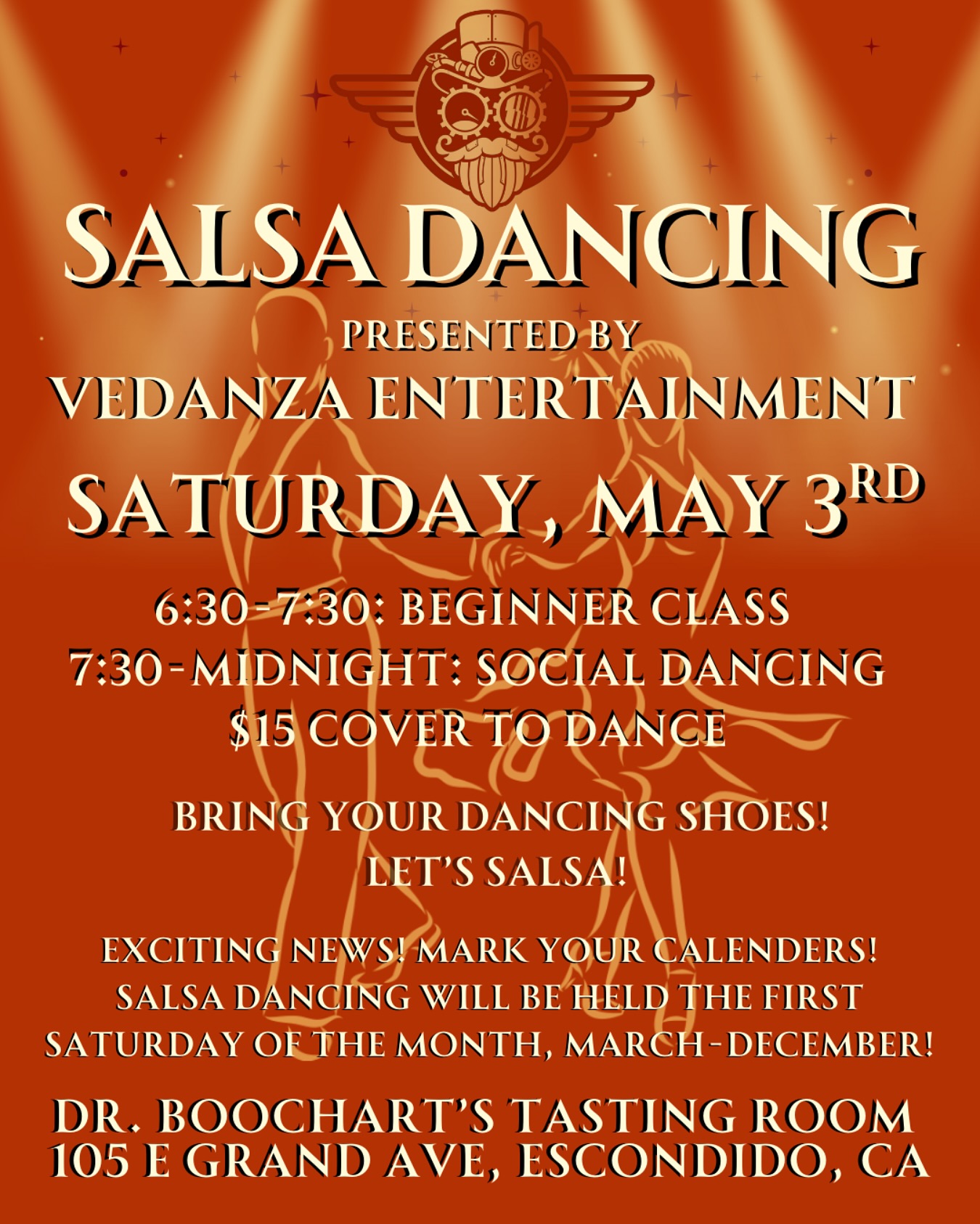 Flyer for Salsa Dancing – Dr. Boochart