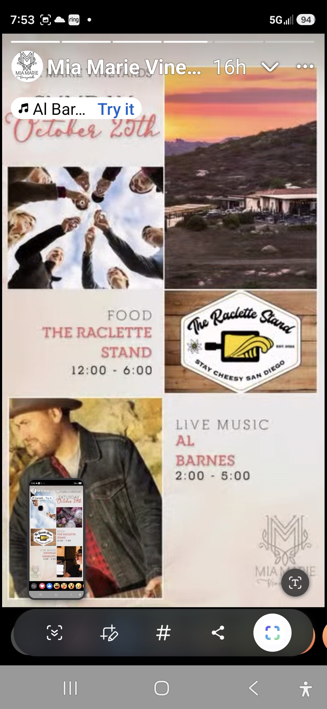 Flyer for Live Music with Al Barnes