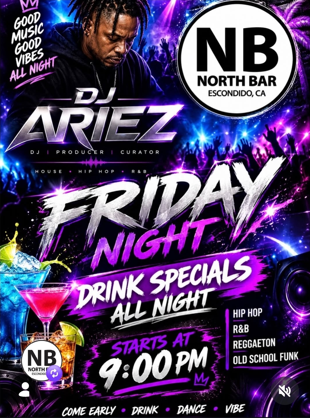 Volante de Viernes por la noche con DJ Ariez