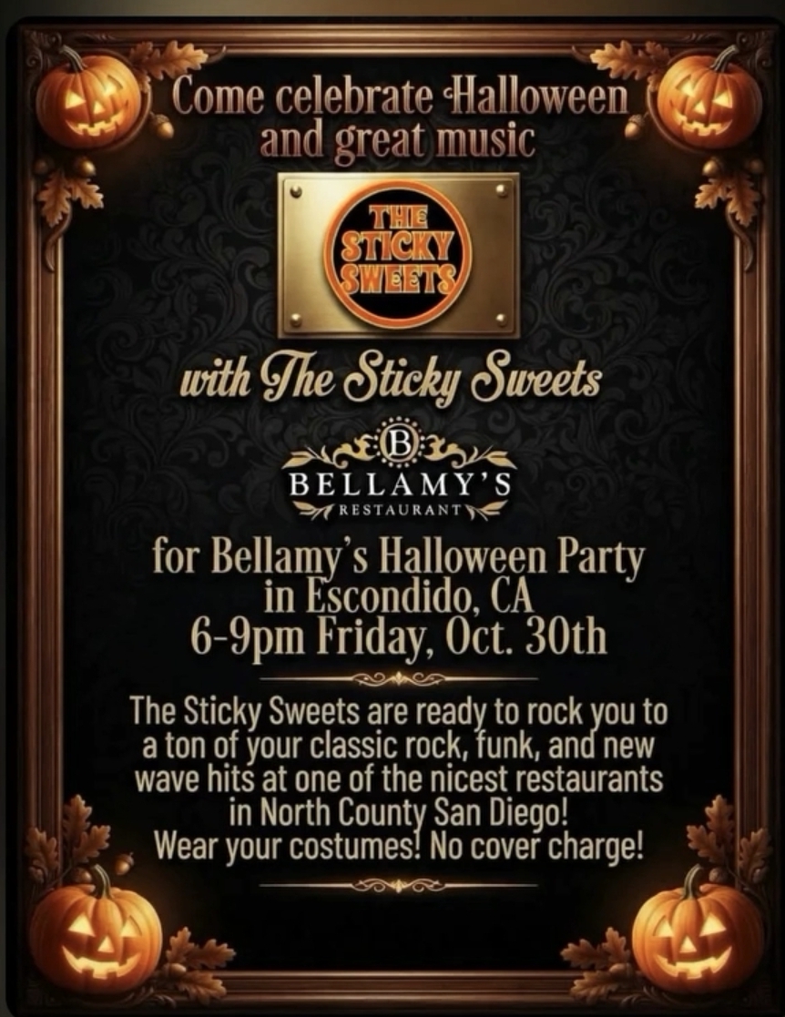 Volante de The Sticky Sweets / Fiesta de Halloween en Bellamy's
