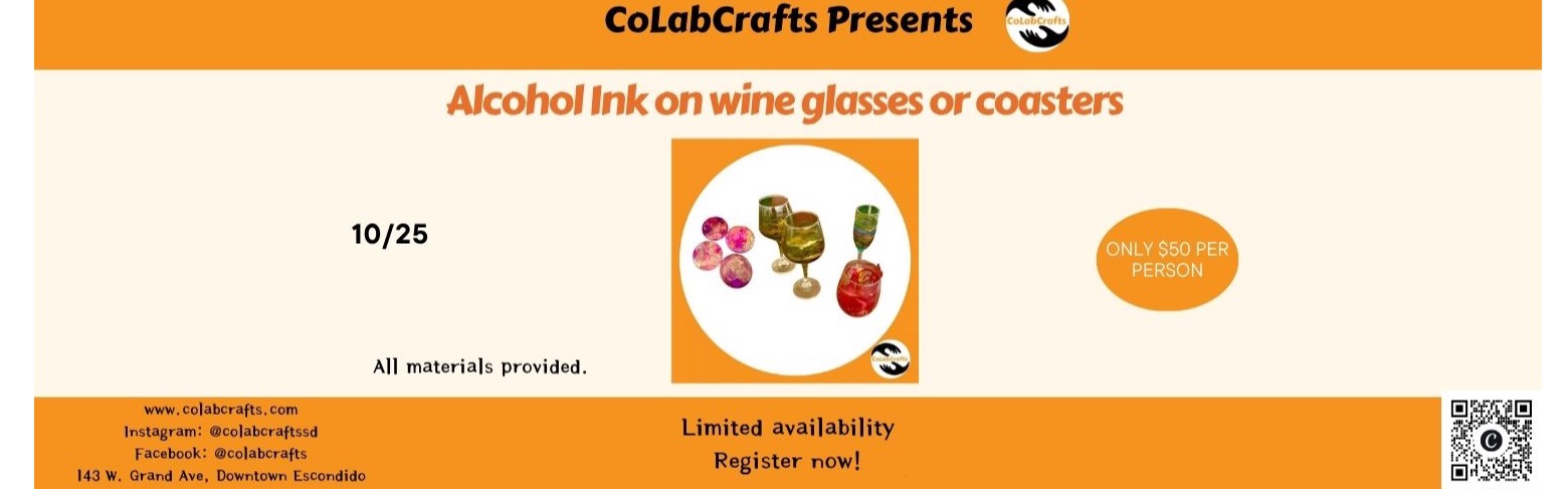 Volante de Taller de tinta de alcohol en copas de vino o posavasos