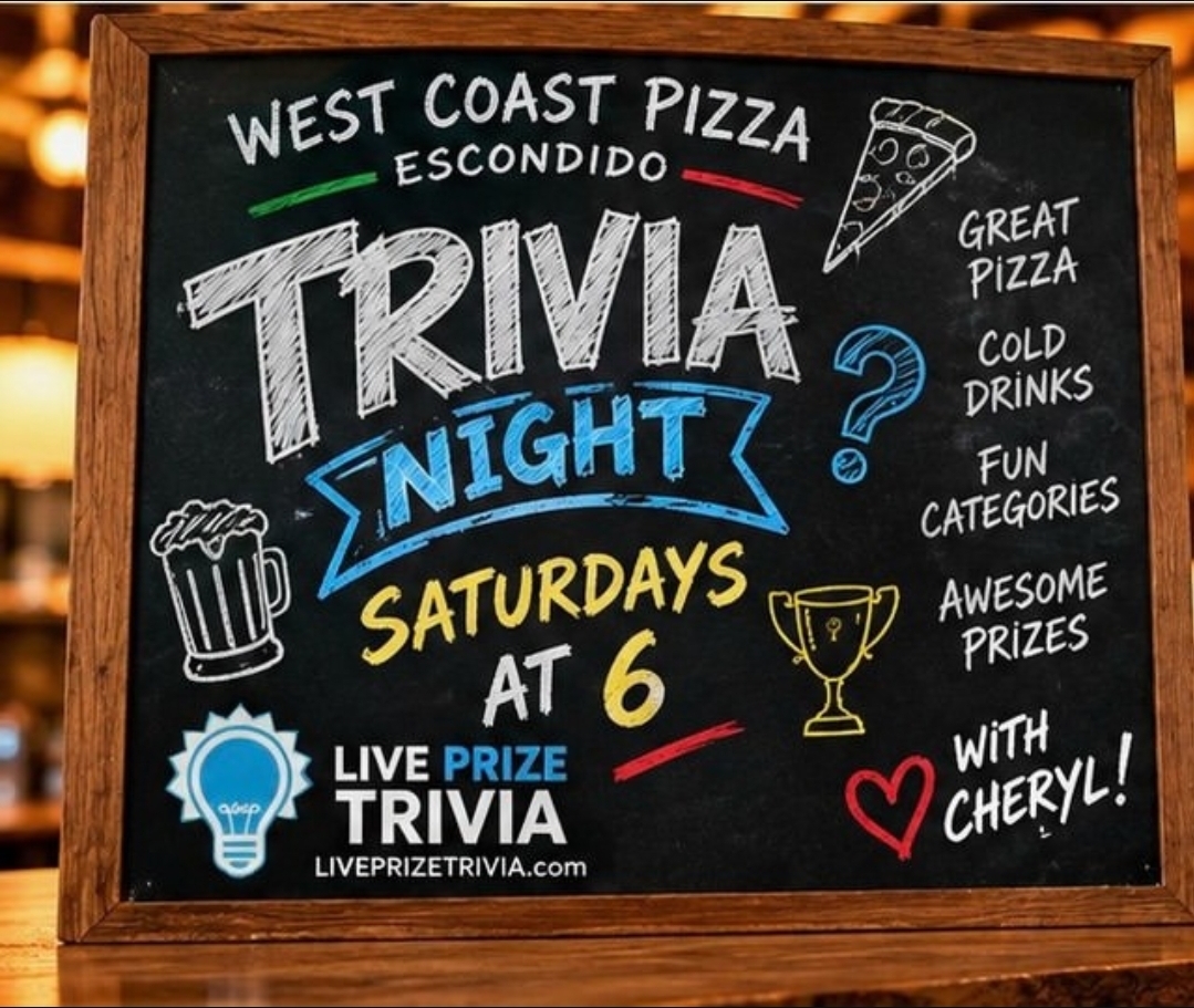 Flyer for West Coast Pizza Trivia Night