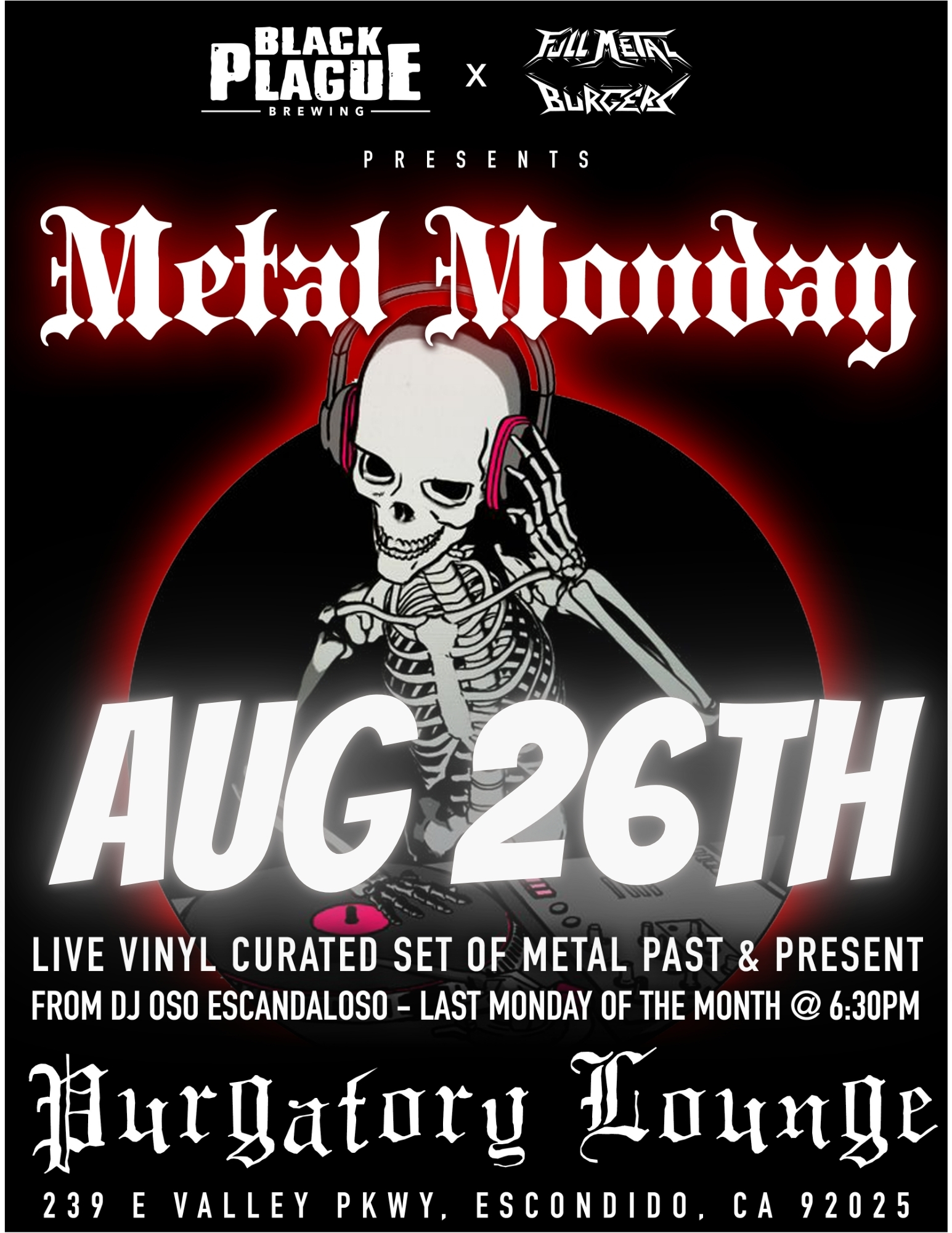 Metal Monday DJ Black Plague Brewery